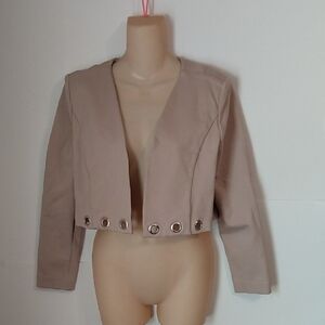 Grommet Bolero Short Jacket Taupe Grey By Jhoan Sebastian Grey